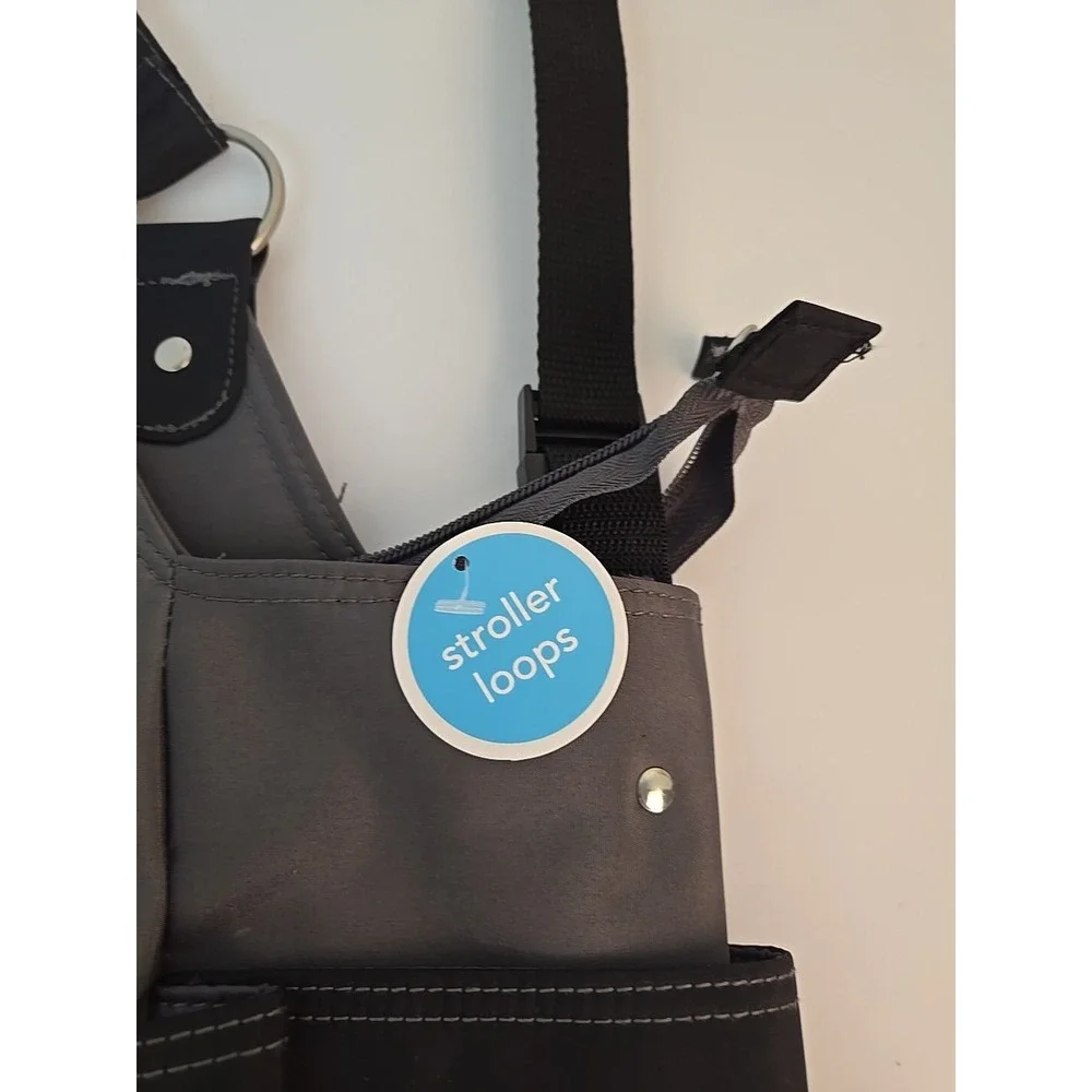 Carters 9 Pocket Diaper Bag Baby Black w/ Stroller Clips 15x11x5‎ Waterproof New